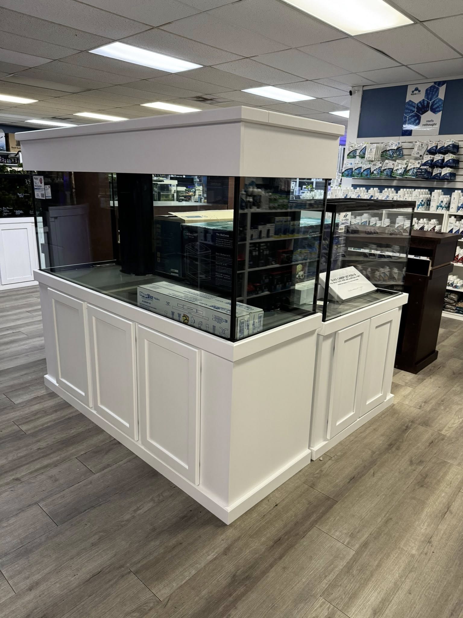 Tall narrow dark wood nano aquarium stand