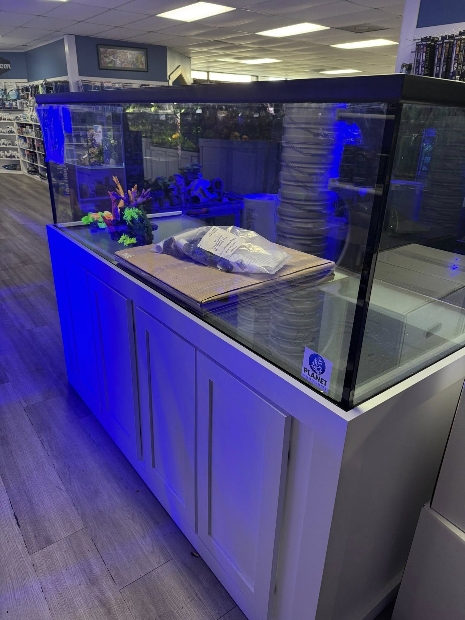 Navy blue aquarium stand